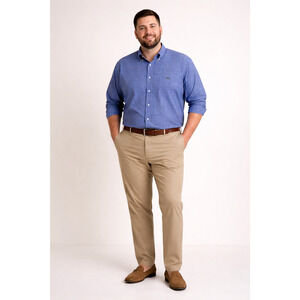 Faconnable Blue Check Button Down Shirt XXL Tall French Designer Cotton